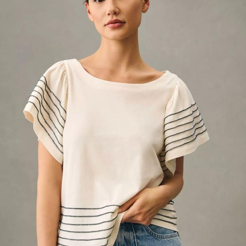 Maeve Flutter-Sleeve Tee in size XS